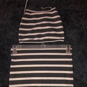 White and gray skirt set